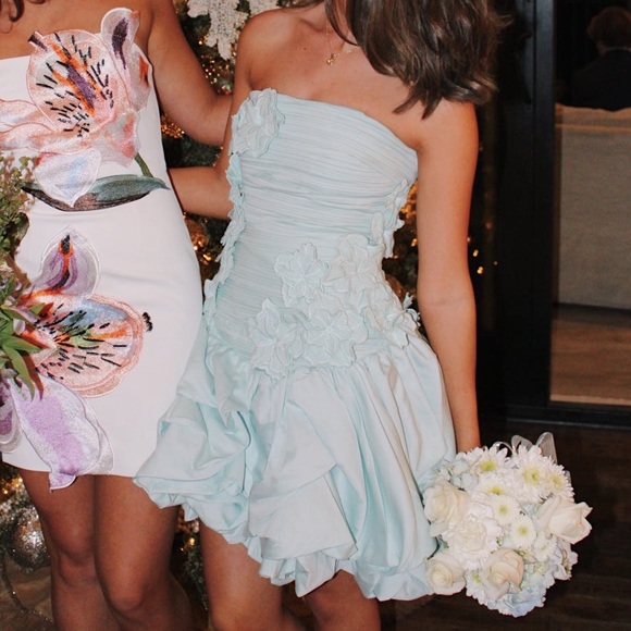 Aje | Dresses | Aje Light Blue Strapless Dress | Poshmark